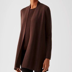 NWT Eileen Fisher Brownstone  Ultrafine Merino Wool Long Cardigan